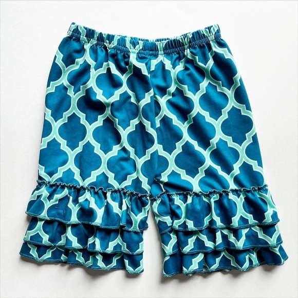 Honeydew Girl’s 2-Piece Turquoise Print Ruffle Outfit 6 7 sleeveless shorts - Picture 9 of 12